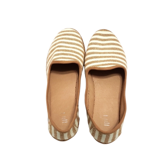 J. Jill Marina Knit & Leather Flats Tan/White Stripped Sz 7.5 - Picture 5 of 11